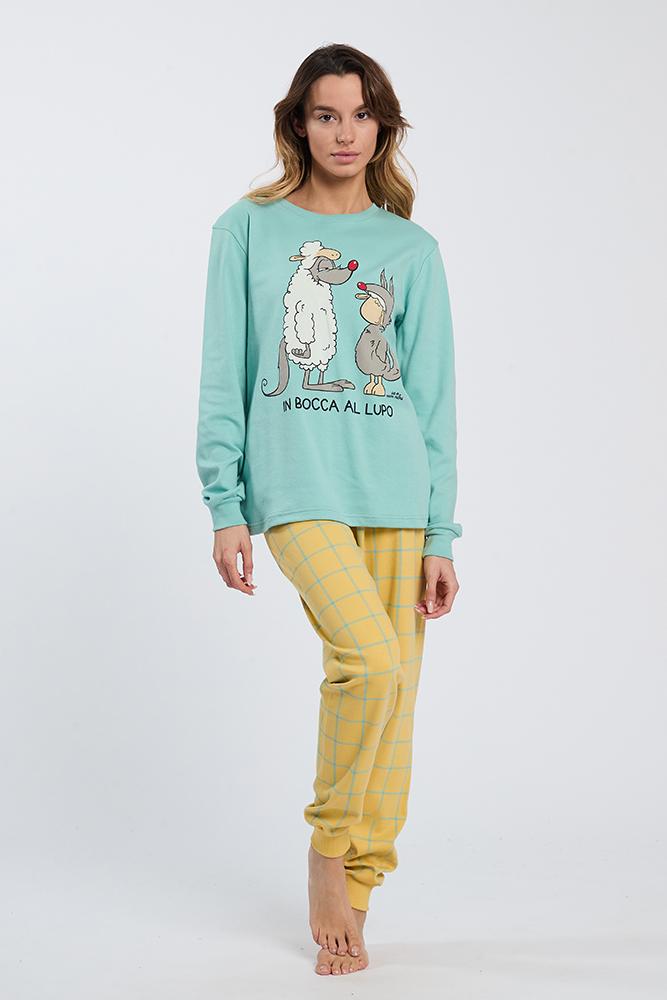 PIGIAMA DONNA GIALLO VERDE 6714 GIALLO HAPPY PEOPLE